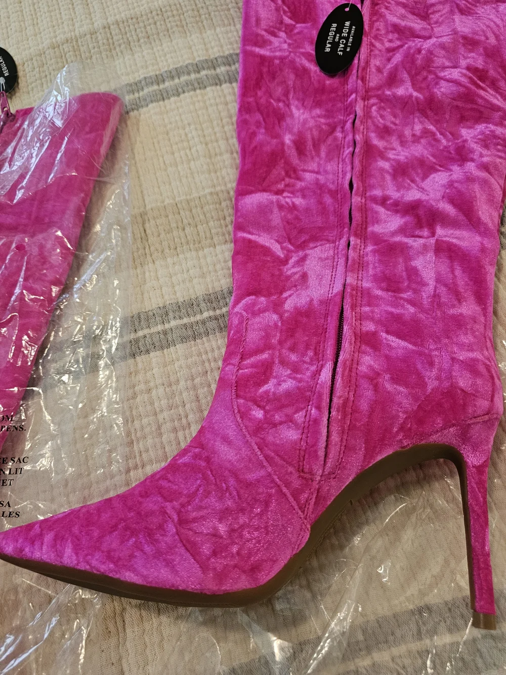 INC International Concepts Over-the-Knee Velvet Boots in Hot Pink